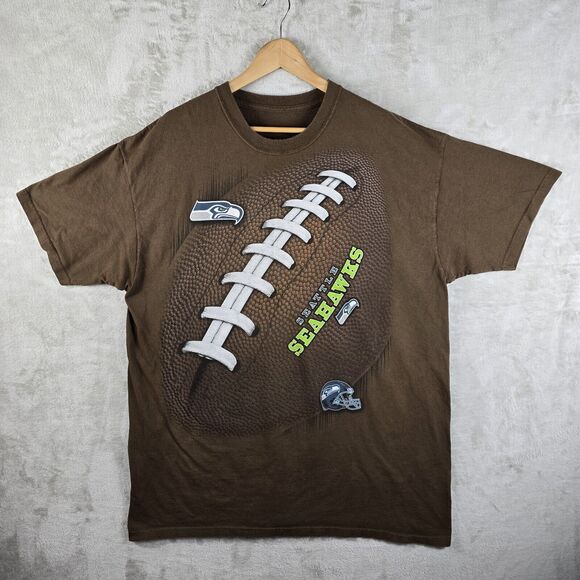 Seattle Seahawks NFL Big Front Print Vintage Majestic Shirt Men's Size XXL Y2K - Picture 2 of 7
